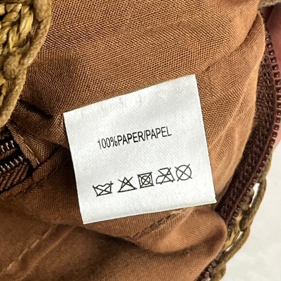 Cappelli Straworld Woven Crossbody Bag Brown Raffia Boho Festival 8x10 Zip Strap - Picture 8 of 14